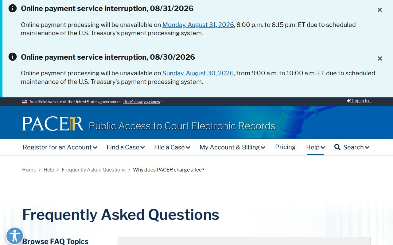 Bosque Farms court docket boundary illustrated by the separate federal PACER records system